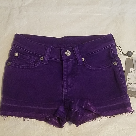 purple jean shorts